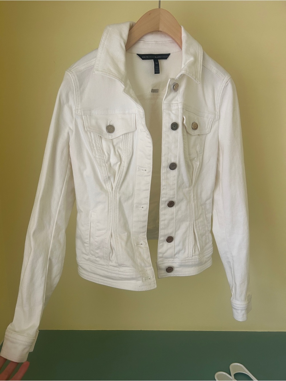 White House Black Market White Denim Jacket - Women's